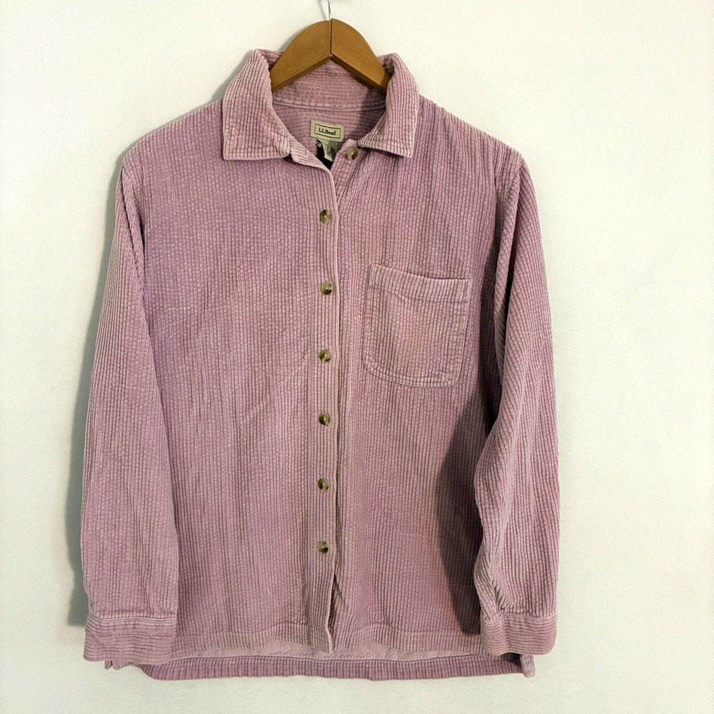 LL Bean Comfort Corduroy Relaxed Shirt Women M Wide Whale Shacket Heritage